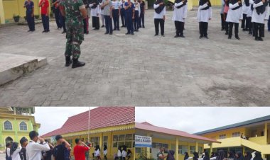 Babinsa Kodim 0301/Pbr Latih Siswa SMPIT Madani Al Mujahidin Semangat Patriot Melalui PBB