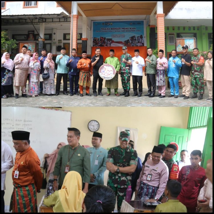 Dukung Asta Cita Presiden,Dandim 0301/Pbr Hadiri  Kegiatan Makan Bergizi di SMPN 3