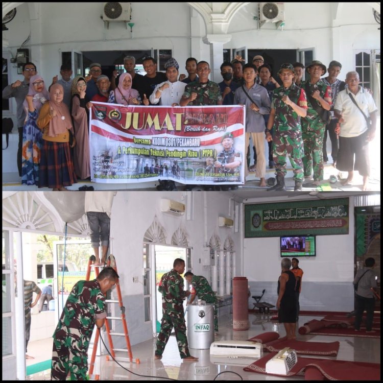 Kodim 0301/Pekanbaru Rutin Gelar Jum’at Berapi, Fokus pada Kebersihan Fasilitas Ibadah