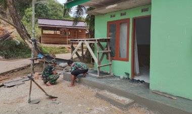 Satgas TMMD Kebutan Finishing, Rumah Ibu Anismar Hampir Rampung 98 Persen
