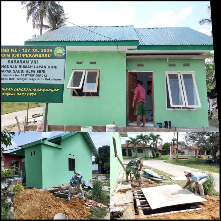 Tahap Akhir Pembangunan RTLH, Satgas TMMD Pasang Slop Balik Kamar Tambahan