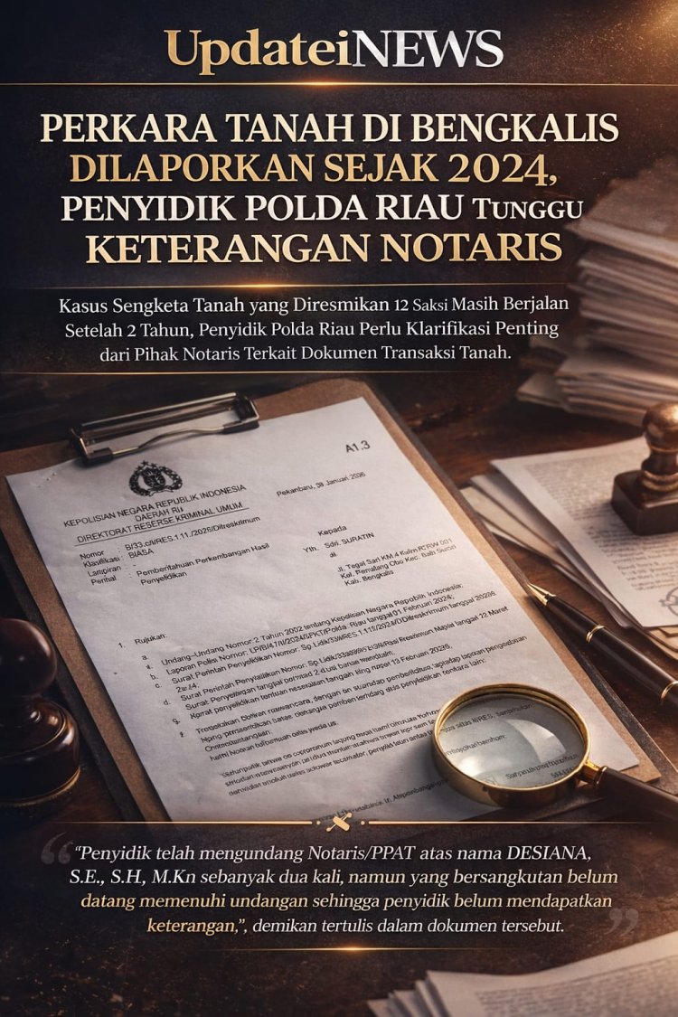 Perkara Tanah di Duri-Bengkalis Dilaporkan Sejak 2024, Penyidik Polda Riau Tunggu Keterangan Notaris
