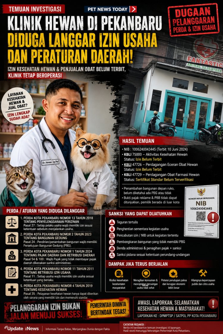 Diduga Operasikan Usaha Tanpa Izin Lengkap, Klinik Hewan di Jalan Riau Disidak; Pemiliknya Mantan Terpidana Penipuan  ‎ 