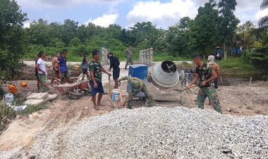 Jembatan Garuda Beton Dikebut, Kodim 0301/Pekanbaru Hadirkan Akses Aman bagi Warga dan Pelajar