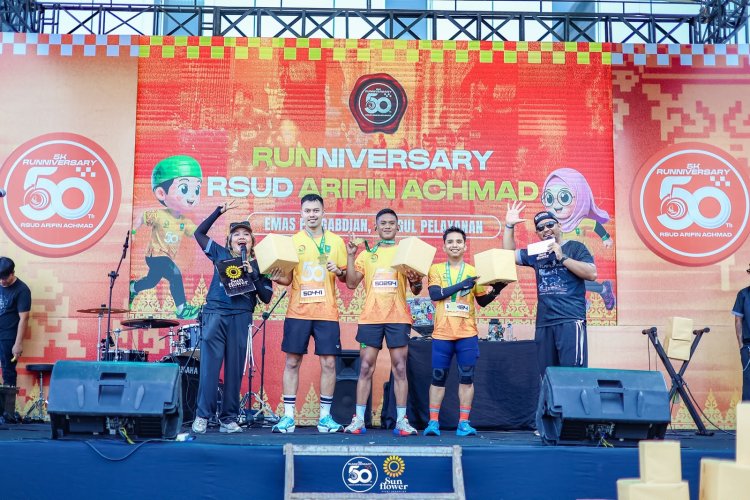 Pratu M. Arief S.I.P. Harumkan Nama Kodim 0301/Pekanbaru di Lomba Lari 5K HUT ke-50 RSUD Arifin Achmad